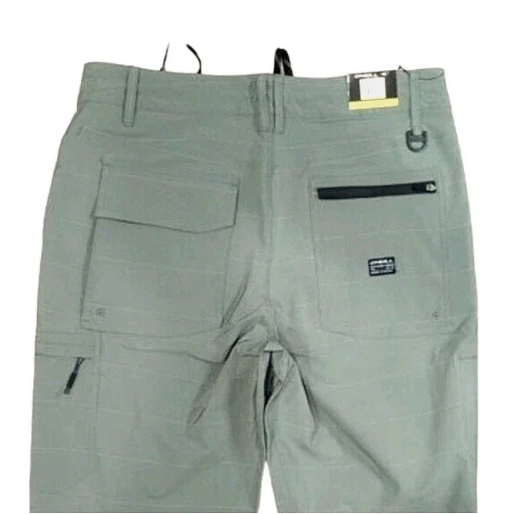 O'Neill Men's Crossover Hybrid Shorts Stretch Fabric Cargo Pocket Green Size 40